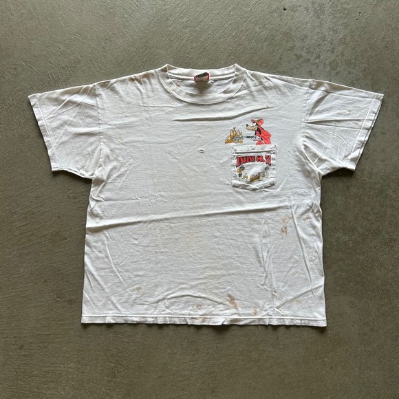 Disney Other - Vintage 90s Disney Goofy Engine Co 71 Shirt Size Large White Firefighter Thrash